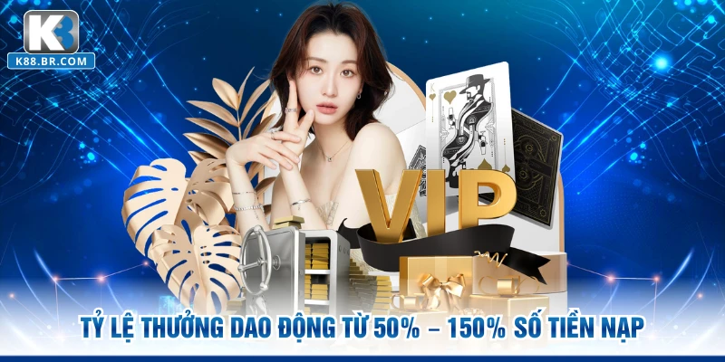 Tỷ lệ thưởng dao động từ 50% – 150% số tiền nạp